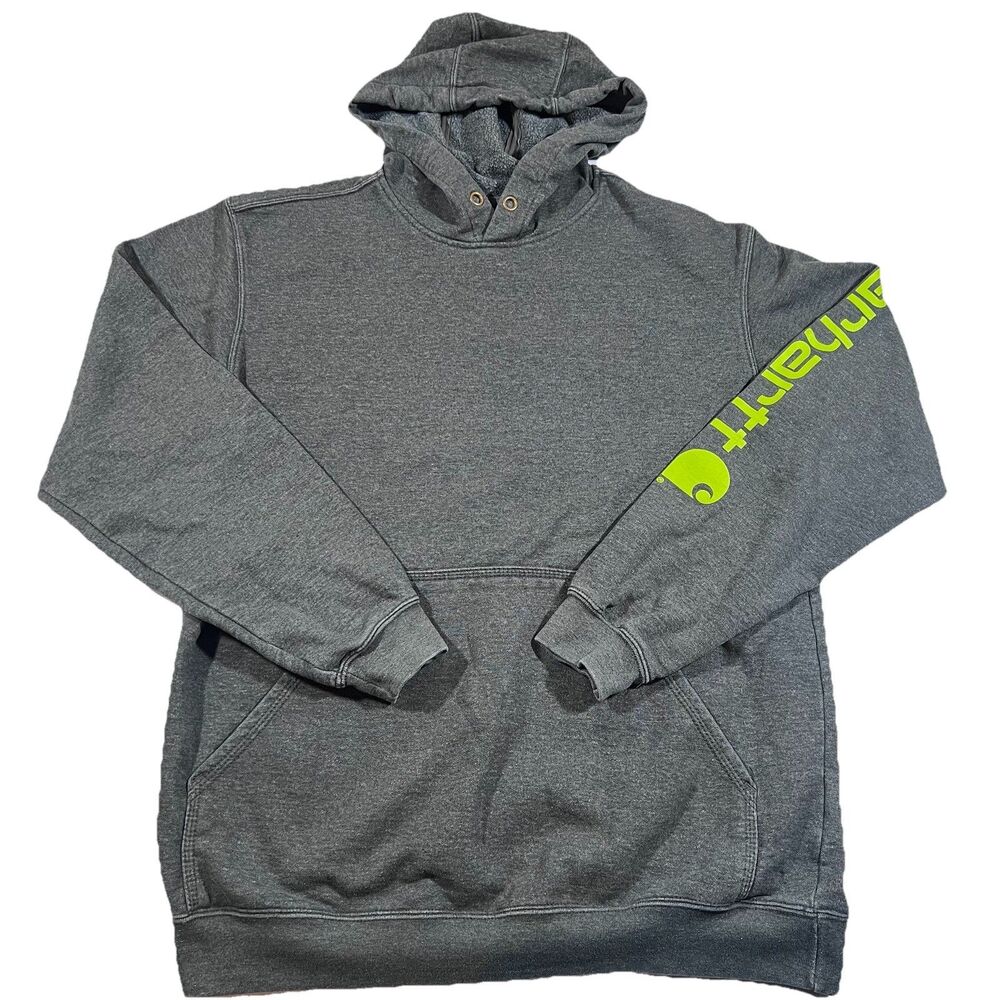 Carhartt Iconic K288 Logo Sweatshirt Loose Fit Gray Hoodie Men's Medium - Picture 1 of 9